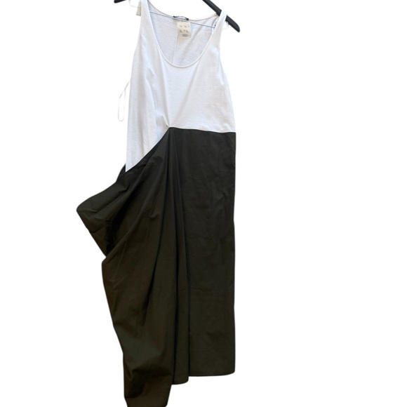 Zara NWT M combination poplin dress Asymmetrical Dark Green Skirt - Picture 3 of 14